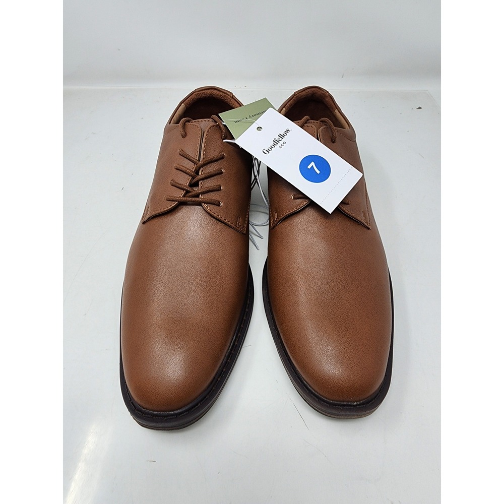 Goodfellow & Co Mens Cognac Brown Lace Up Dress Shoes Memory Foam Size 7 NEW